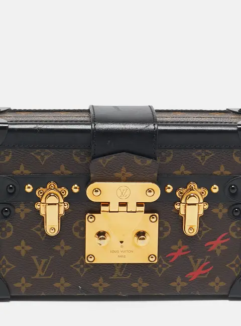 Louis Vuitton Petite Malle Brown Coated Canvas and Leather Clutches