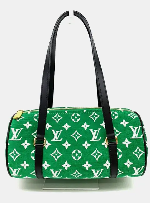 Louis Vuitton Papillon GM Green Monogram Velvet Shoulder Bag