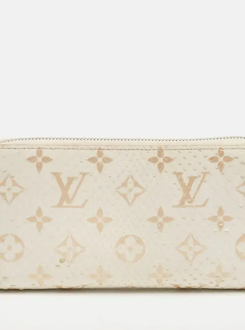 Louis Vuitton Zippy White Python Leather and Patent Leather Wallets