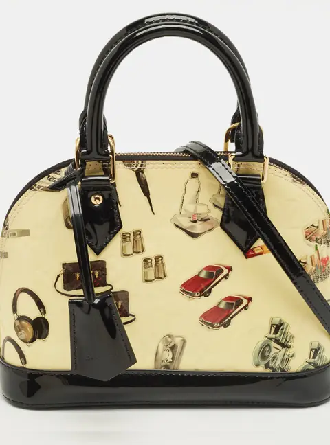 Louis Vuitton Citrine/Black Monogram Vernis Stickers Alma BB Bag