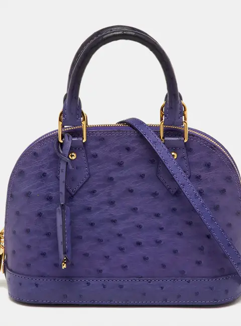 Louis Vuitton Alma Purple Ostrich Feather Satchel