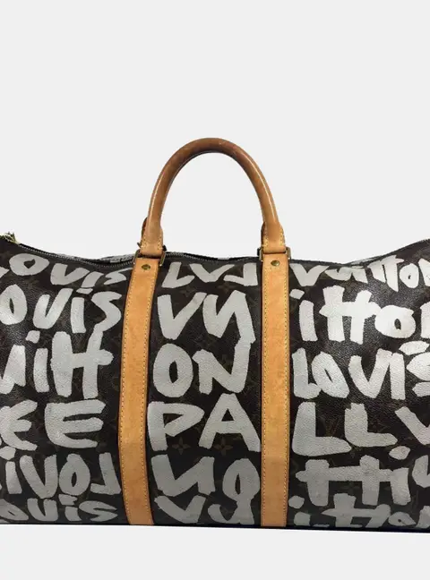 Louis Vuitton Monogram Graffiti Keepall 50 Boston Bag Travel Canvas Brown