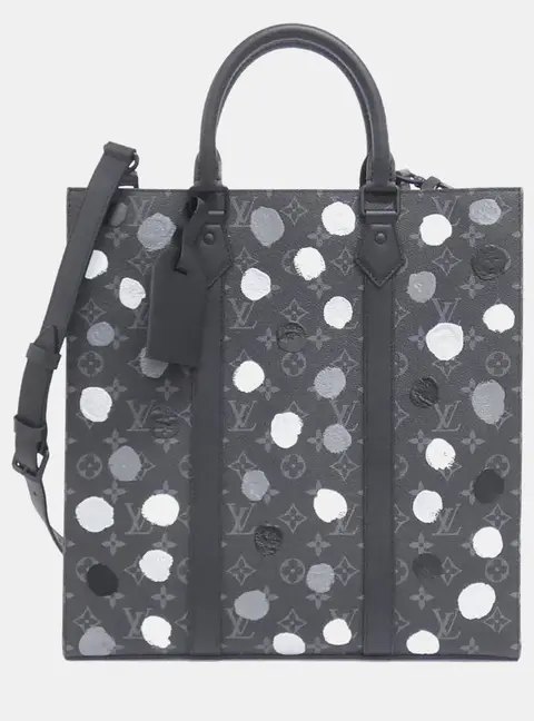 Louis Vuitton x Yayoi Kusama Sac Plat Black Monogram Eclipse Canvas Tote Bag