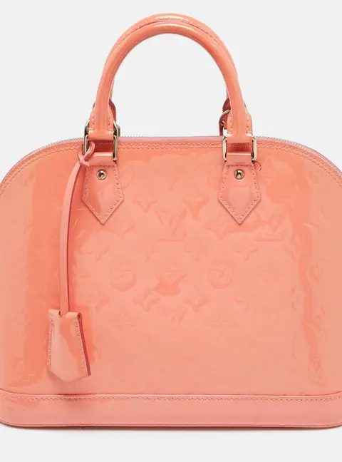 Louis Vuitton Alma PM Rose Litchi Monogram Vernis Bag