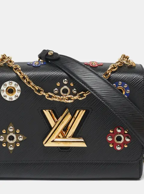 Louis Vuitton Twist MM Mechanical Flowers Black Epi Leather Shoulder Bag