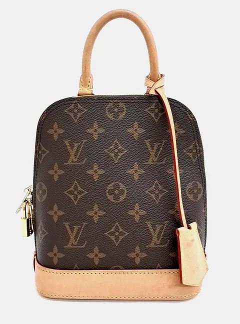 Louis Vuitton Alma Mini Monogram Canvas Brown Leather Top Handle Bag