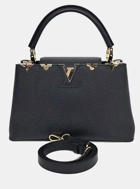Louis Vuitton Capucines MM Black Taurillon Leather Top Handle Bag