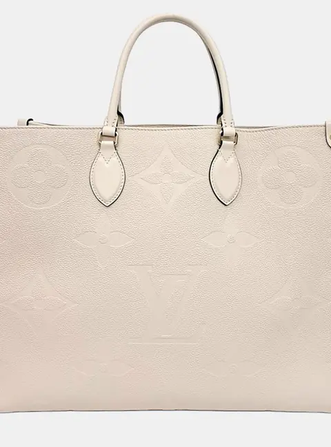 Louis Vuitton On The Go GM Beige Monogram Empreinte Leather Top Handle Bag
