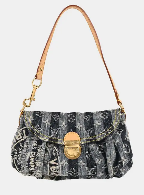 Louis Vuitton Pleaty Raye Mini Blue Monogram Denim Shoulder Bag