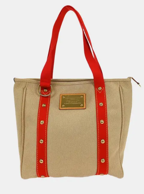 Louis Vuitton Beige Antigua Cabas MM Tote Bag