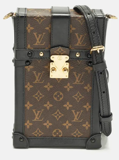 Louis Vuitton Vertical Trunk Black Monogram Canvas Pochette Bag
