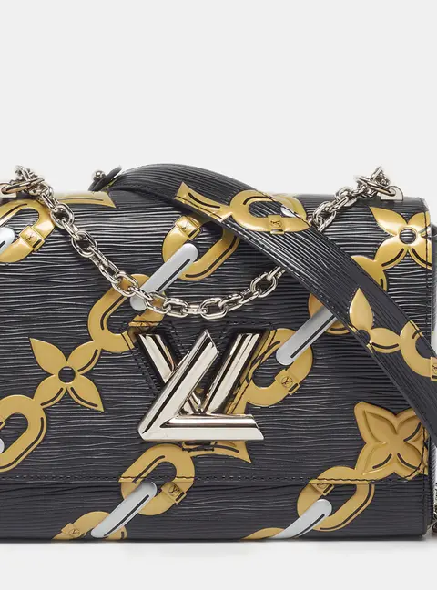 Louis Vuitton Twist MM Black Chain Flower Epi Leather Shoulder Bag