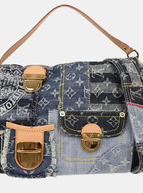 Louis Vuitton Postie Blue Monogram Denim Patchwork Shoulder Bag