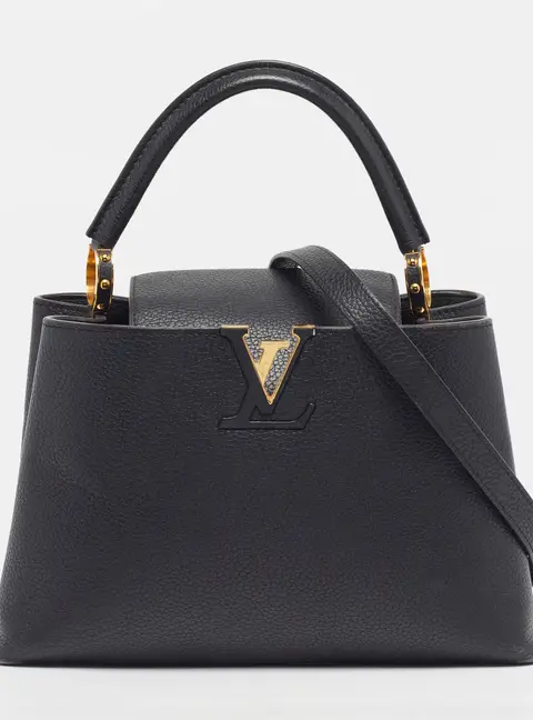 Louis Vuitton Capucines MM Black Leather Bag