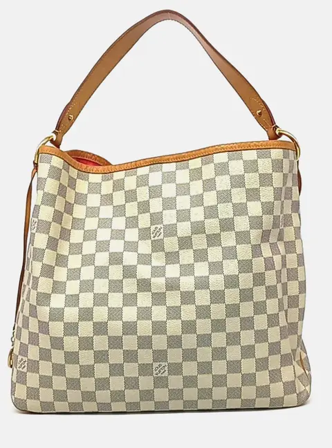 Louis Vuitton Delightful MM White Damier Azur Coated Canvas Hobo Bag