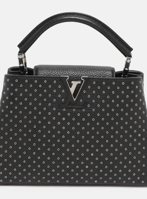 Louis Vuitton Black Taurillon Leather Grommet Capucines BB Bag
