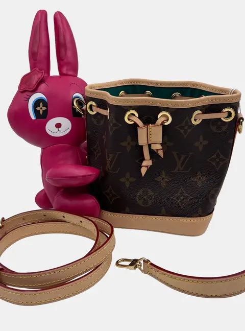 Louis Vuitton Nano Noe Fuschia Brown Monogram Coated Canvas Bucket Bag