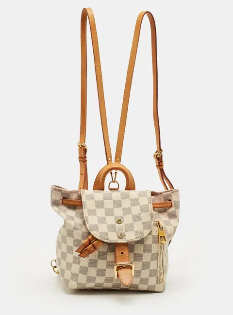 Louis Vuitton sperone White Coated Canvas and Leather Backpacks