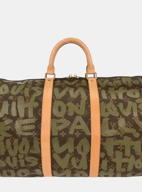 Louis Vuitton Khaki Monogram Graffiti Keepall 50 Duffle Bag