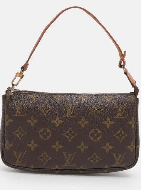 Louis Vuitton Pochette Accessoires Brown Coated Canvas Clutches