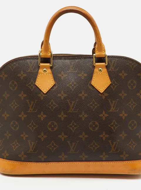 Louis Vuitton Alma Brown Coated Canvas and Leather Satchel
