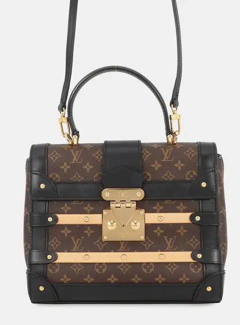Louis Vuitton Petite Malle PM Black Monogram Canvas Leather Shoulder Bag