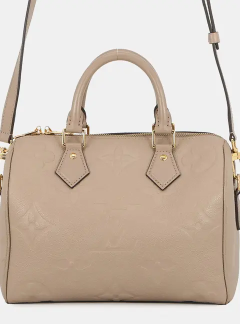 Louis Vuitton Speedy Bandouliere 25 Tourterelle Monogram Empreinte Leather Top Handle Bag