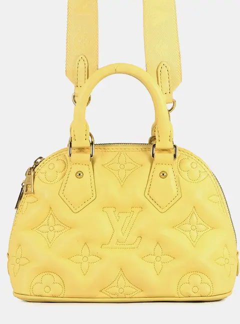 Louis Vuitton Alma BB Banana Bubble Glam Yellow Leather Top Handle Bag