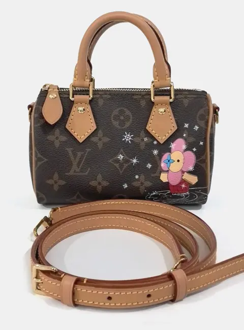 Louis Vuitton Nano Speedy Brown Monogram Coated Canvas Leather Shoulder Bag