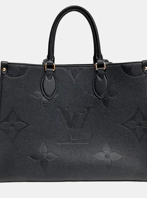 Louis Vuitton On The Go MM Black Monogram Empreinte Leather Top Handle Bag