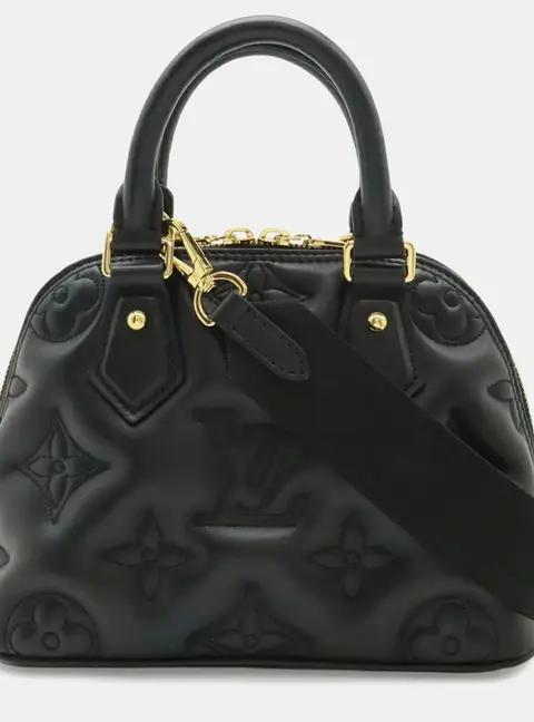Louis Vuitton Alma Soft BB Noir Black Bubblegram Leather Shoulder Bag