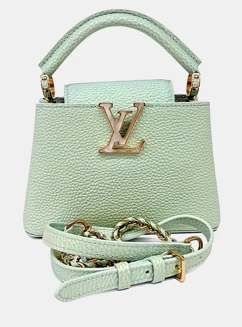 Louis Vuitton Capucines Mini Light Green Taurillon Leather Top Handle Bag