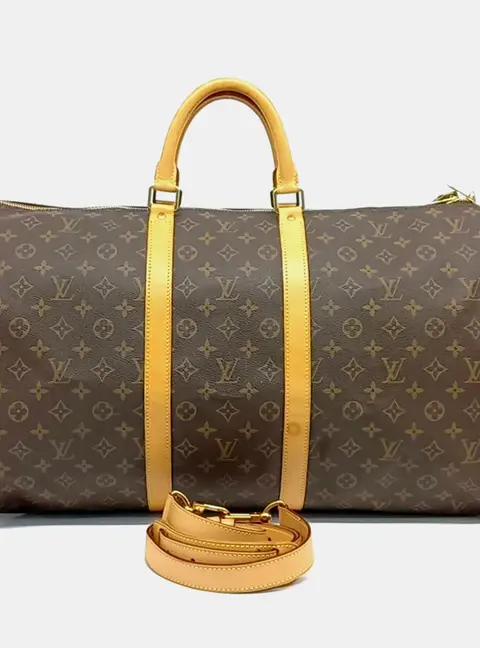 Louis Vuitton Keepall Bandouliere 55 Brown Monogram Canvas Duffle Bag