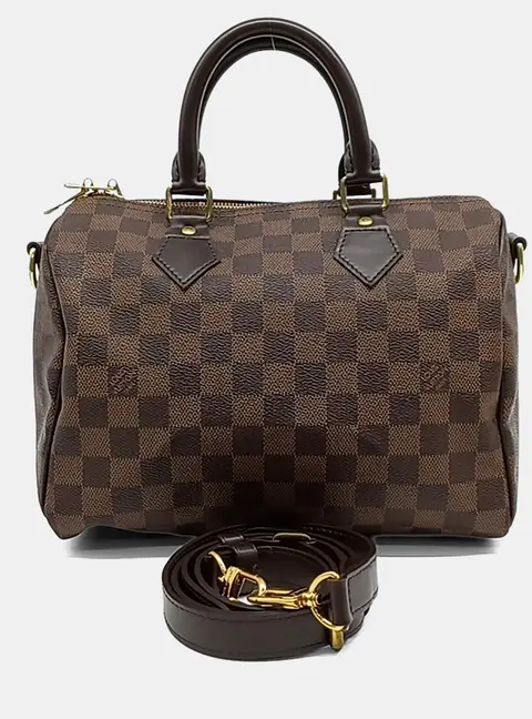 Louis Vuitton Speedy Bandouliere 25 Brown Damier Ebene Coated Canvas Top Handle Bag