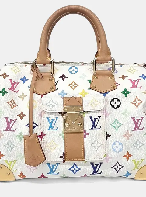 Louis Vuitton Multi Speedy 30 White Monogram Coated Canvas Top Handle Bag