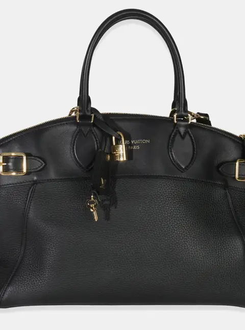 Louis Vuitton Vendome MM Black Grained Calfskin Leather Top Handle Bag