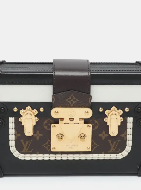 Louis Vuitton Petite Malle Trompe L'oeil Braid Black Leather and Monogram Canvas Clutch