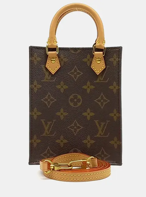 Louis Vuitton Petit Sac Plat Brown Monogram Canvas Top Handle Bag