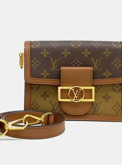 Louis Vuitton Mini Dauphine Mini Reverse Monogram Canvas and Monogram Canvas Crossbody Bag