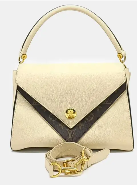 Louis Vuitton Double V PM Ivory Monogram Canvas and Leather Top Handle Bag