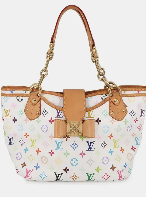 Louis Vuitton Annie GM Multicolor White Monogram Canvas Top Handle Bag