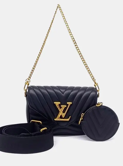 Louis Vuitton New Wave Multi Pochette MM Black Calfskin Leather Crossbody Bag