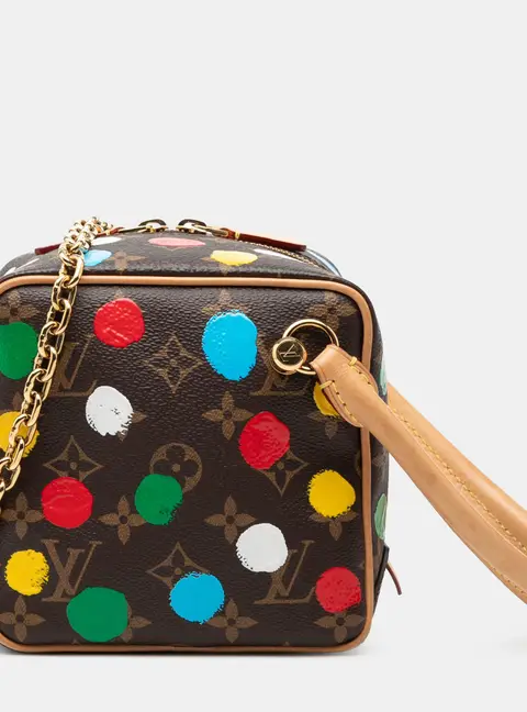 Louis Vuitton Yayoi Kusama Monogram Painted Dots Square Brown Monogram Canvas Top Handle Bag