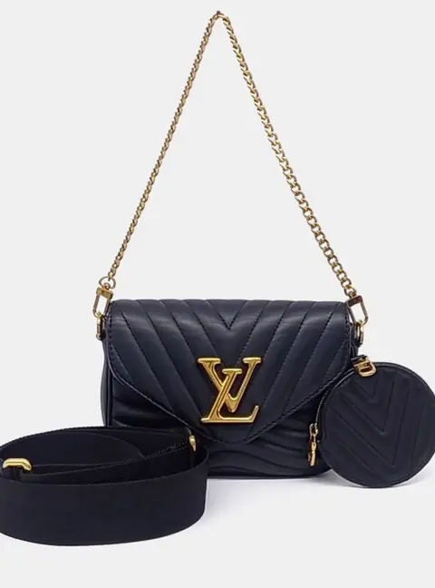 Louis Vuitton New Wave Multi-Pochette Black Quilted Calfskin Leather Shoulder Bag