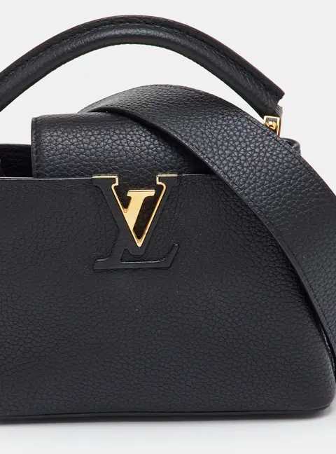 Louis Vuitton Capucines Mini Black Leather Bag