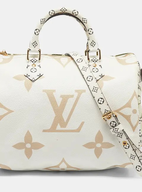 Louis Vuitton Speedy Bandouliere 30 Khaki/White Monogram Giant Canvas Bag