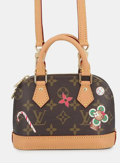 Louis Vuitton Nano Alma Candy Red Monogram Canvas Top Handle Bag