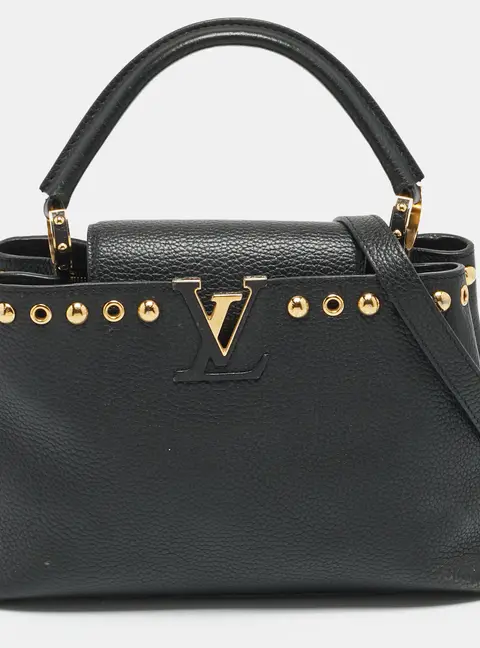 Louis Vuitton Capucines Studded MM Black Taurillon Leather Bag