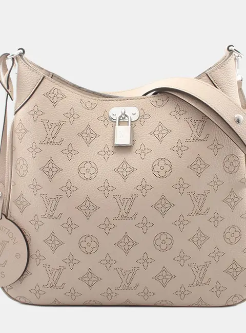 Louis Vuitton Mahina All Around MM Galet Perforated Calfskin Leather Shoulder Bag