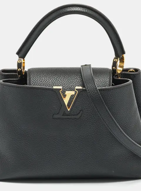 Louis Vuitton Capucines MM Black Leather Bag